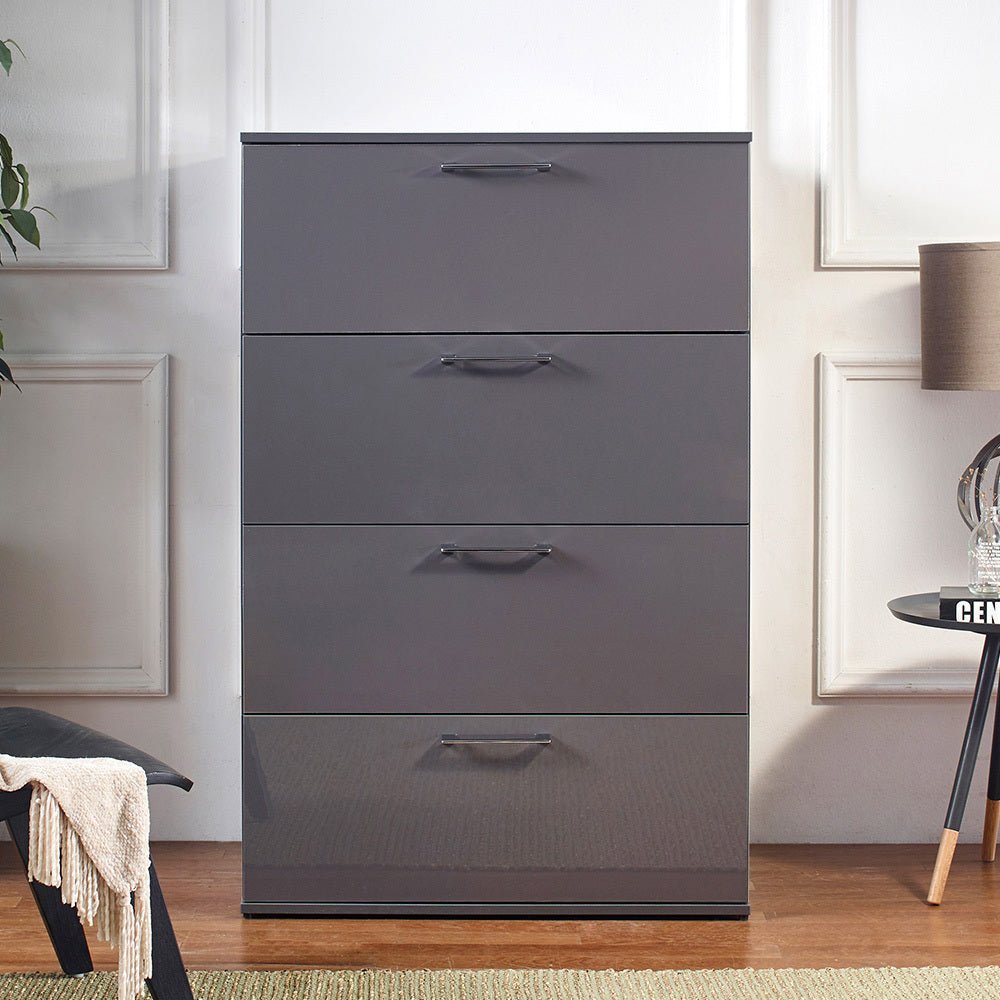 Bliss Glossy Four - Drawer Jumbo Chest in Dark Gray - B040S00003 - Home Elegance USA - 4