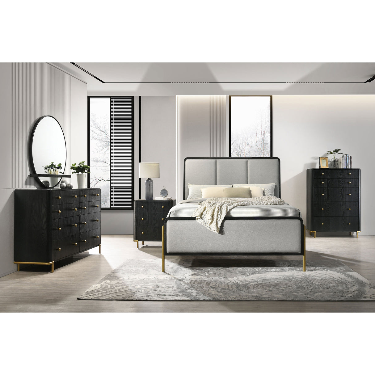 Anser Black and Grey 5-piece Queen Bedroom Set