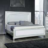 Silver / Gray 1pc Queen Size Bed Faux Crystal w LED Headboard Panel Bedframe Bedroom Furniture Glamorous Contemporary Style