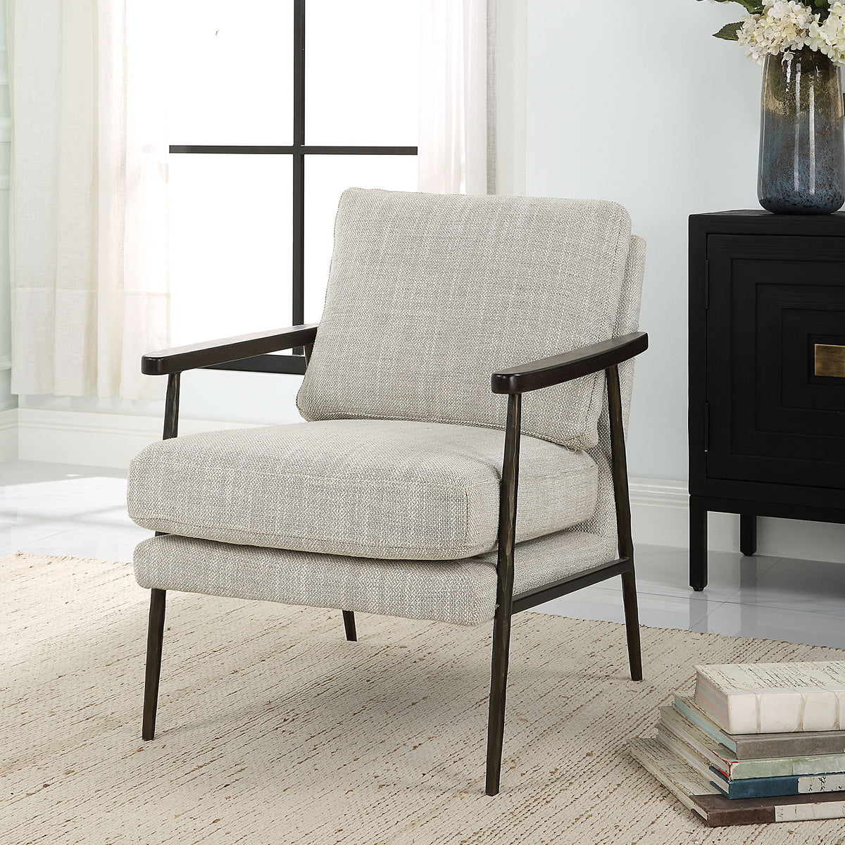 Sebastian Cast Iron Accent Chair - Gray by Uttermost - View 2