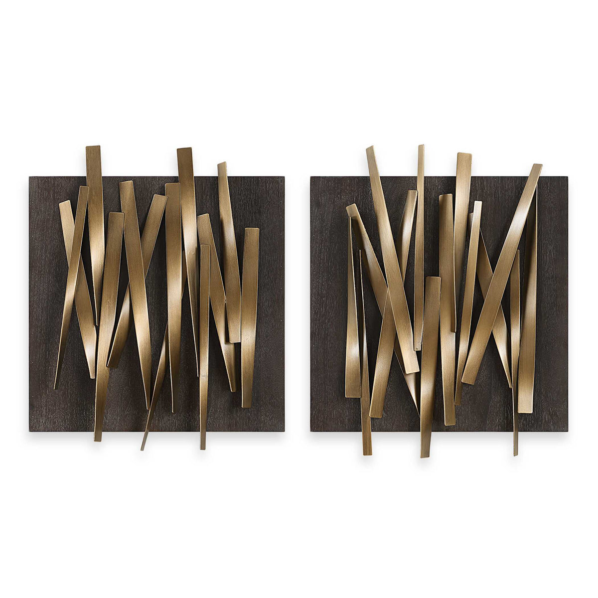 Crosshatch Metal Wall Decor (Set of 2) - Dark Brown / Bronze by Uttermost - View 1