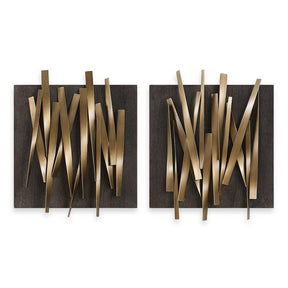 Crosshatch Metal Wall Decor (Set of 2) - Dark Brown / Bronze by Uttermost - View 1