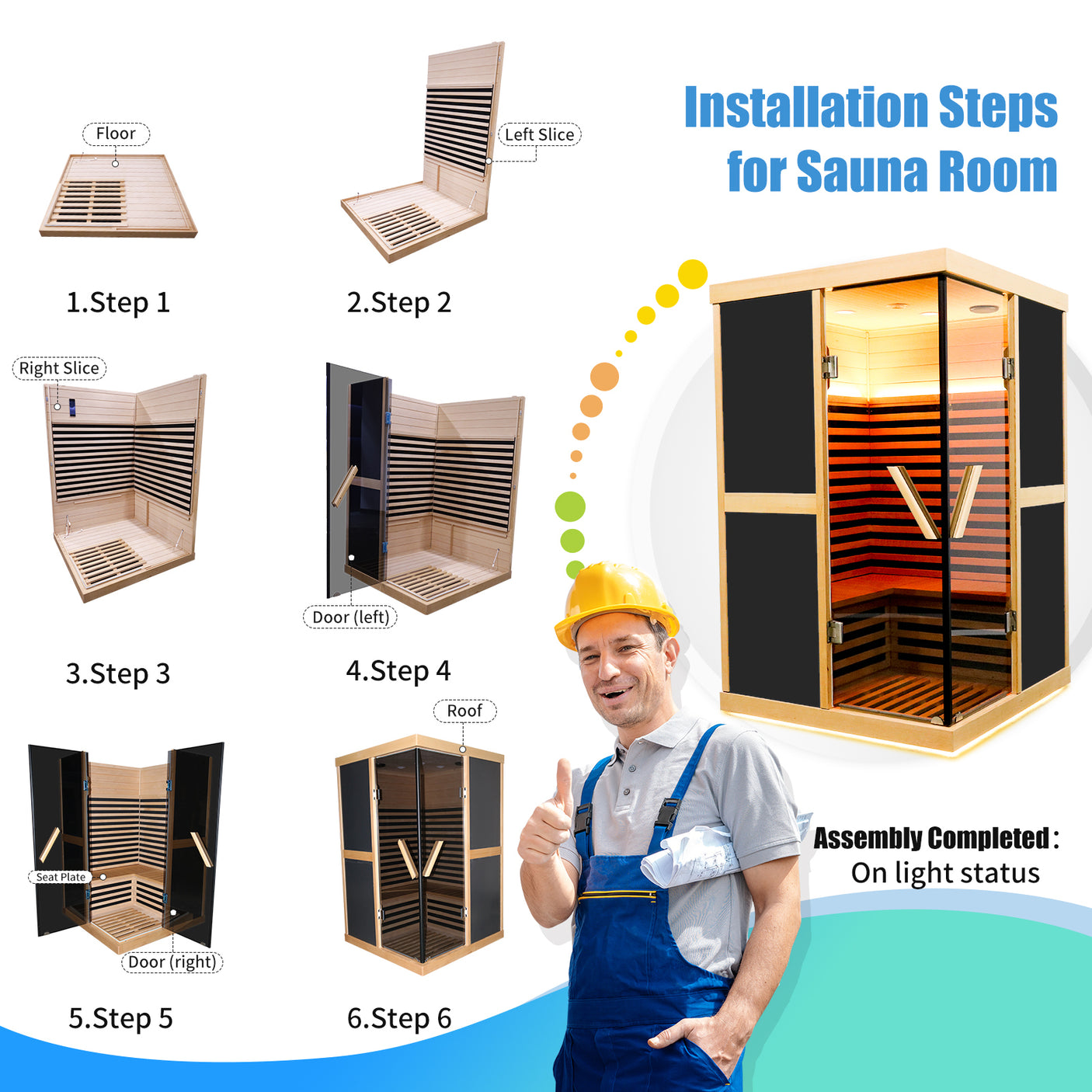 Double person V-shaped far infrared sauna room - Home Elegance USA