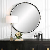 Bonded Round Mirror - Black by Uttermost - View 3