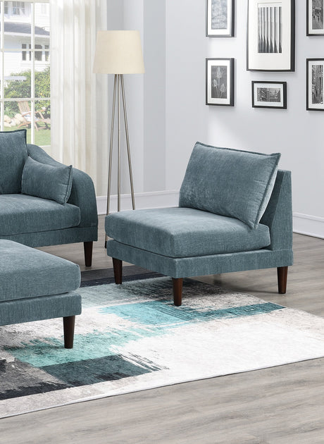 Beautiful 5pcs Modular Sectional Set 2x One Arm Chairs 2x Armless Chair 1x Ottoman Living Room Furniture Mineral Color Morgan Fabric - sold by Home Elegance USA