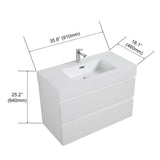 Alice 36" White Bathroom Vanity with Sink, Large Storage Wall Mounted Floating Bathroom Vanity for Modern Bathroom, One - Piece White Sink Basin without Drain and Faucet - W1865S00003 - Home Elegance USA - 5