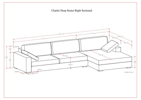 Charlie Deep Seater Right Sectional Sofa - sold by Home Elegance USA