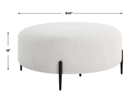 Arles Large Plush Ottoman - White by Uttermost - View 7