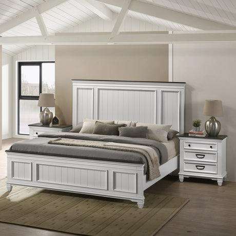 Clelane 3-Piece Wood Bedroom Set, Shiplap Panel King Bed and 2 Nightstands - sold by Home Elegance USA