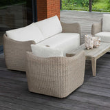 Sunset Outdoor Swivel Lounge Chair Oatmeal / Oyster White - Light Brown / White by Uttermost - View 8