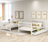 Full Over Full Bunk Bed with Shelves and 6 Storage Drawers, White(Old SKU:LT000046AAK) - sold by Home Elegance USA