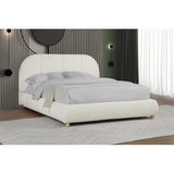 Modern/Contemporary Ivory Soft Burlap Fabric Queen Bed, Upholstered 1Pc Bedroom Platform Bed Frame