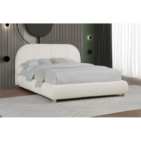 Modern/Contemporary Ivory Soft Burlap Fabric Queen Bed, Upholstered 1Pc Bedroom Platform Bed Frame