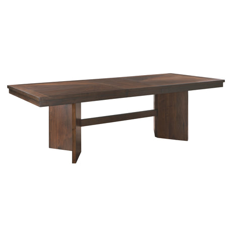 Walnut Finish Modern Dining Set 5pc Table with Self-Storing Extension Leaf and 4 Chairs Upholstered Wooden Furniture - sold by Home Elegance USA