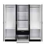 Six Doors Armoire Maya, Bedroom, Black / White - sold by Home Elegance USA