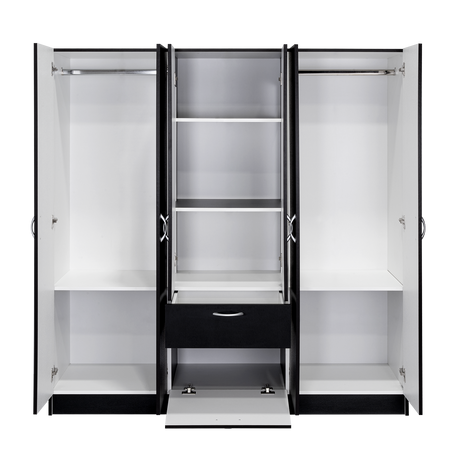 Six Doors Armoire Maya, Bedroom, Black / White - sold by Home Elegance USA