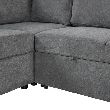 Modern Grey U-Shaped Sectional Sofa Bed with USB Ports, Storage Chaise & Pillows, Chenille Fabric, 109' - sold by Home Elegance USA