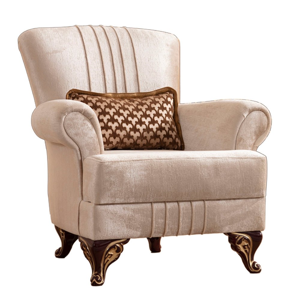 Carmen 3 Pc Made With Chenille Upholstery in Beige Color | Home Elegance USA