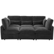 Modern Modular Sofa 85.4' U-shaped Sofa Bed with Movable Ottoman, USB Ports, Phone Holder, Black Chenille - sold by Home Elegance USA