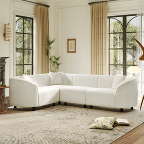 104' L-Shaped Curved Contemporary Sectional Sofa in Beige: Plush 4-Seater, Sculptural Design & Premium Bouclé Upholstery – Modern Luxury for Spacious Living - sold by Home Elegance USA