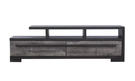 1pc Entertainment Console Modern Design Black Grey Wood Finish Open Shelf Two Spacious Drawers TV Stand - sold by Home Elegance USA