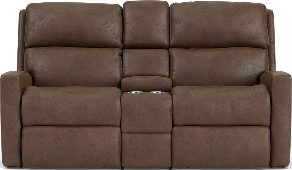 Catalina Transitional Fabric Reclining Loveseat With Console | Flexsteel