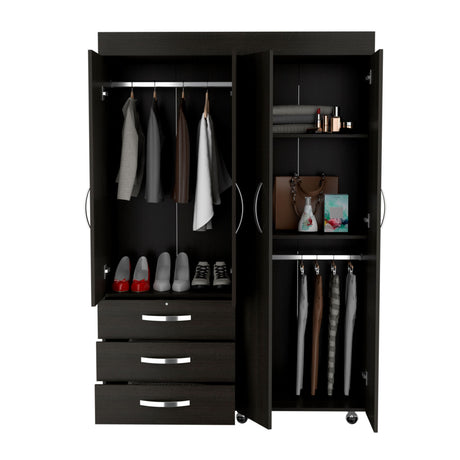 Mobile Armoire Velvet, Bedroom, Black - sold by Home Elegance USA