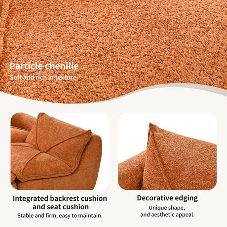 116'' Fully Compressed Sofa with High Density Foam, Integrated Backrest&Seat Cushion, Decorative Edging, Legless Design without Frame, No Assembly Required, Free Combination, Particle Chenille - sold by Home Elegance USA