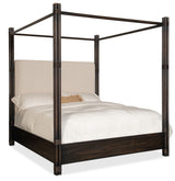 Retreat Pole Rattan California King Upholstered Poster Bed With Canopy - Black / Dark Brown by Hooker Furniture - View 1