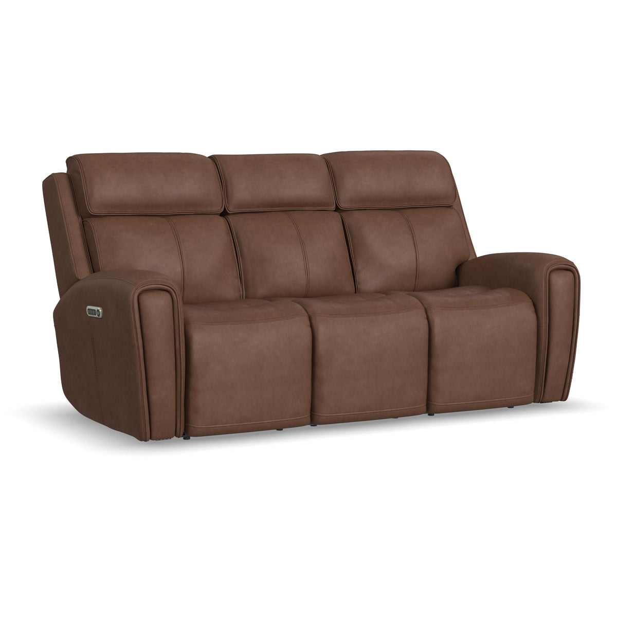 Warren Power Reclining Sofa With Console, Power Headrest & Lumbar - Dark Brown | Flexsteel