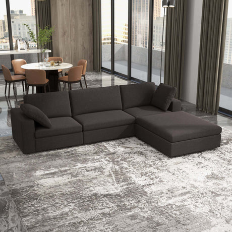Cecilia Modular Corner Sectional Modern Fabric Sofa Dark Gray Sturdy Design - sold by Home Elegance USA
