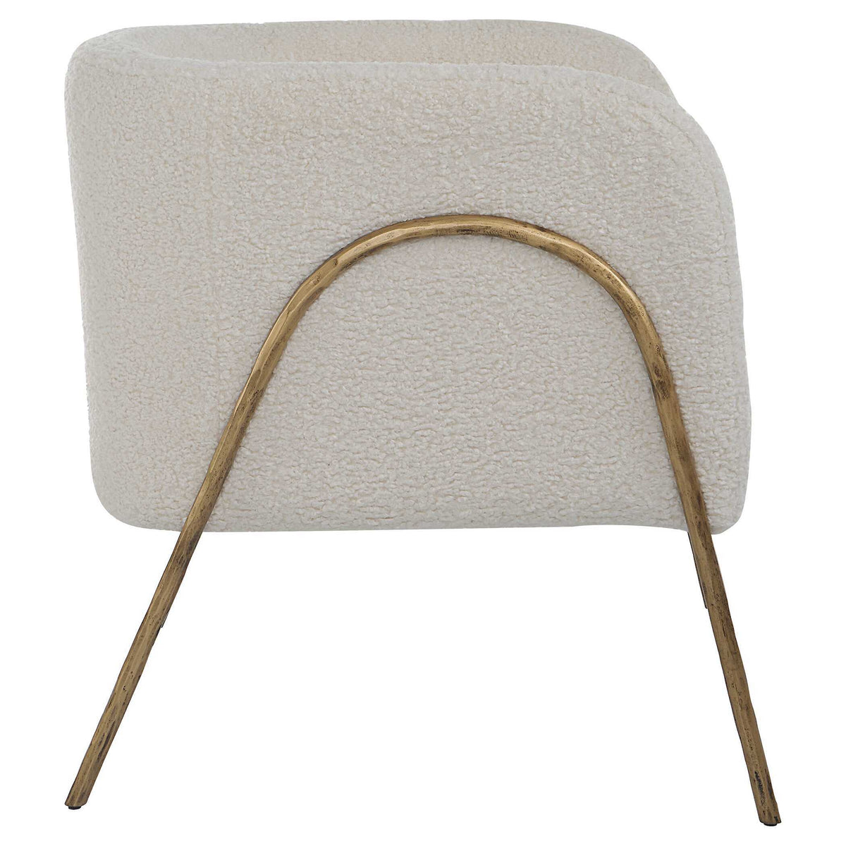 Jacobsen Shearling Accent Chair Off White - White / Light Brown by Uttermost - View 4