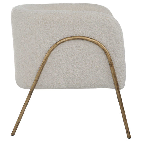 Jacobsen Shearling Accent Chair Off White - White / Light Brown by Uttermost - View 4