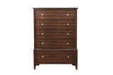 Dark Cherry Finish 1pc Chest of 5x Drawers Satin Nickel Tone Knobs Transitional Style Bedroom Furniture - B01162464 - Home Elegance USA - 1