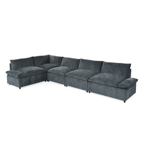 115.5' Modular Deep Gray Sectional Sofa with Durable Polyester Upholstery, Plush Cushions, Hidden Storage Compartments, and Versatile Design for Living Room, Lounge, or Office' - sold by Home Elegance USA