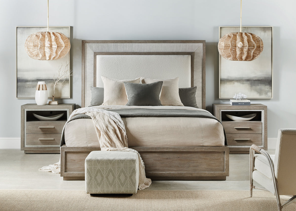 Serenity Rookery California King Upholstered Panel Bed - Gray / Beige by Hooker Furniture - View 2