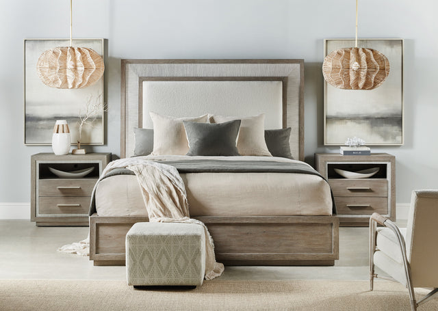 Serenity Rookery California King Upholstered Panel Bed - Gray / Beige by Hooker Furniture - View 2