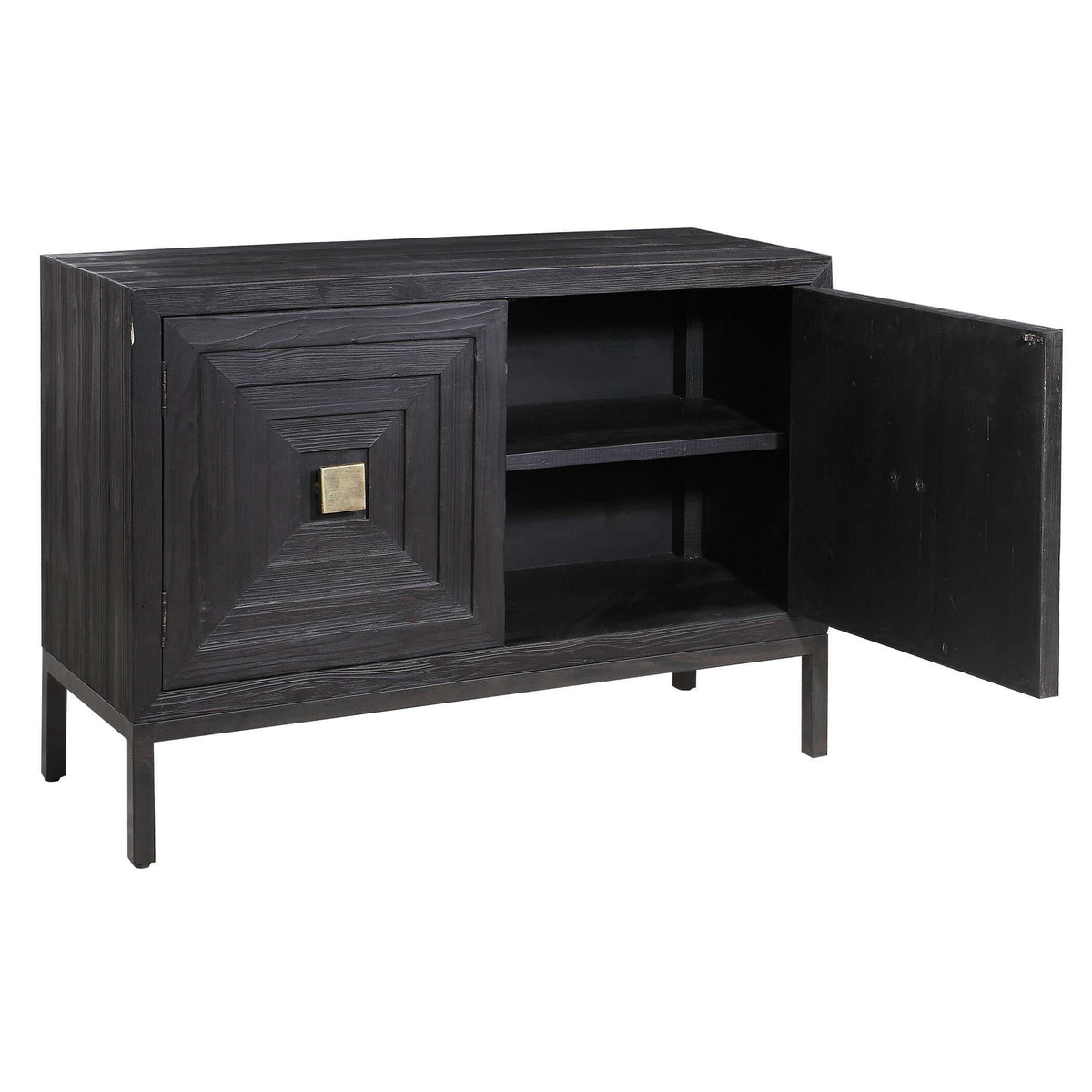 Aiken 2 Door Cabinet Dark Walnut - Black / Light Brown by Uttermost - View 4