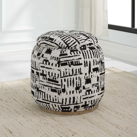 Dialogue Poof Ottoman - Black / White by Uttermost - View 3