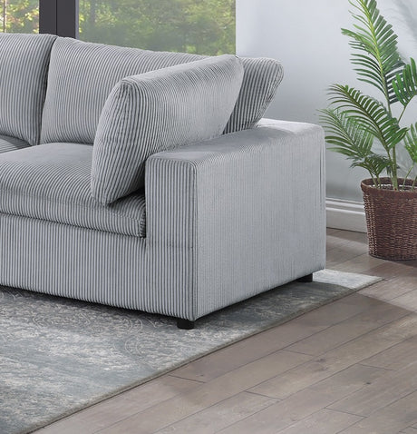Dark Gray Color 6pc Modular Sectional Set Corduroy Upholstery Couch 3x Corner wedge 2x Armless Chairs 1x Ottoman Living Room Furniture - sold by Home Elegance USA