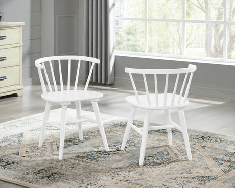 Alwynn White and Natural Wood 7-piece Dining Set, Dining Table with 6 Stylish Windsor Chairs - sold by Home Elegance USA