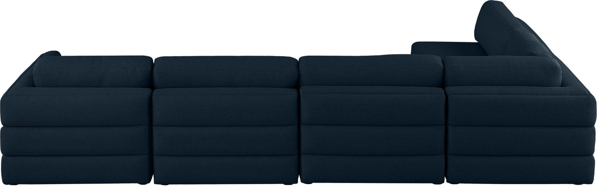 Beckham - Modular Sectional 5 Piece - Navy - Fabric | Home Elegance USA