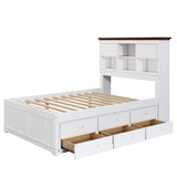 2 Pieces Wooden Captain Bedroom Set Full Bed with Trundle and Nightstand,White+Walnut - BS205271AAK - image - 15