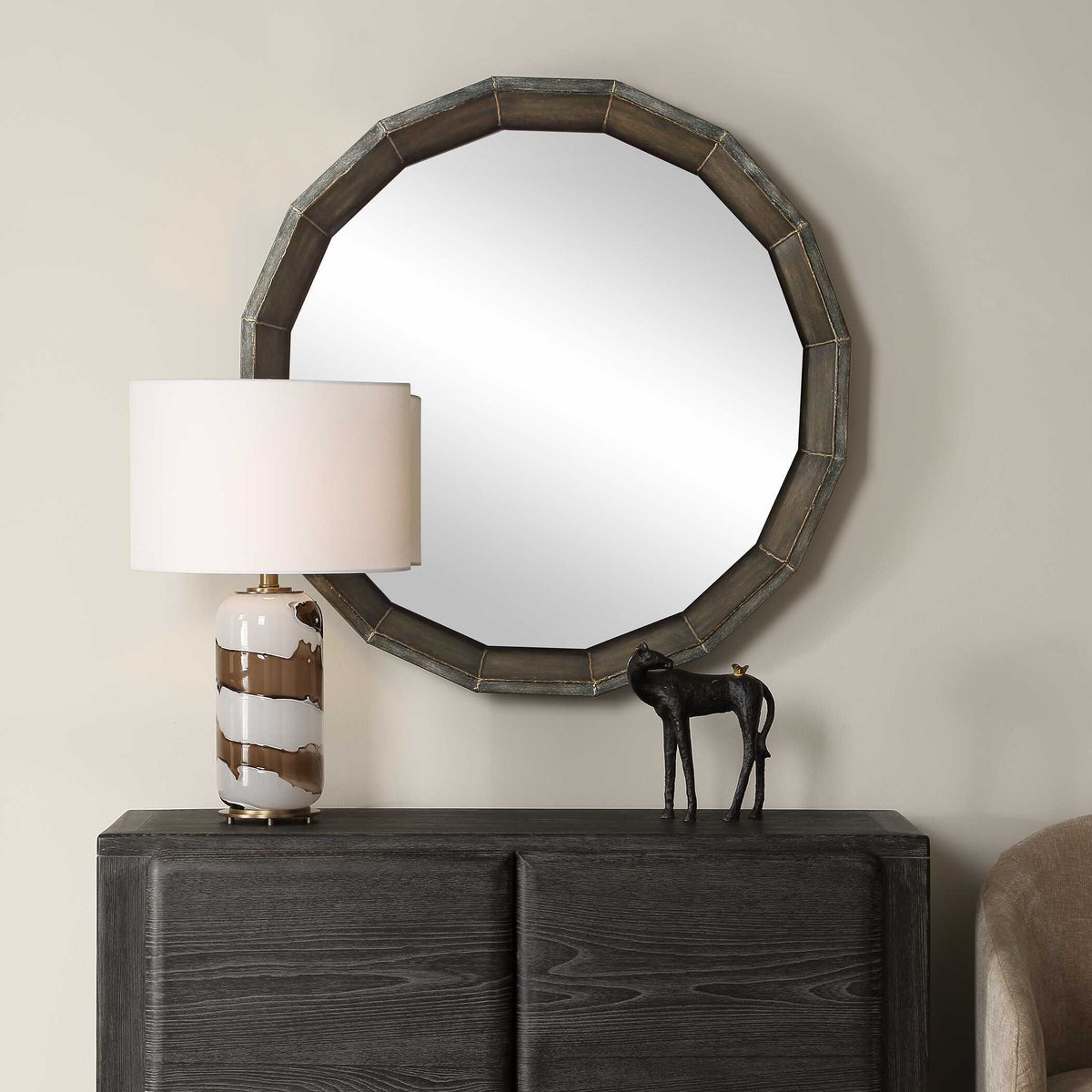 Neve Round Mirror - Bronze by Uttermost - View 2