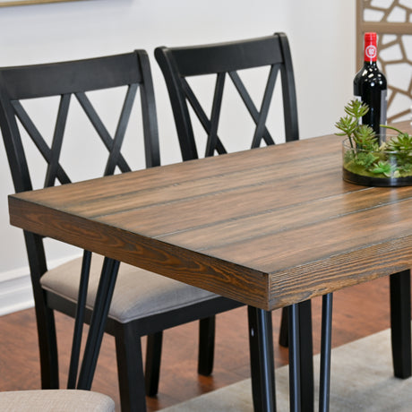 Arroyo 7-Piece Dining Set, Hairpin Dining Table with 6 Cross-back Chairs, Rich Black - sold by Home Elegance USA