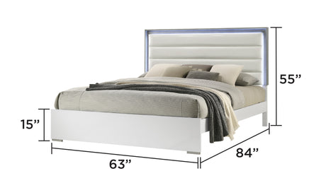 Olivia Contemporary Style 4 Pc Queen Bedroom Set with LED Headboard Made with Wood in White (CA Inventory) - sold by Home Elegance USA