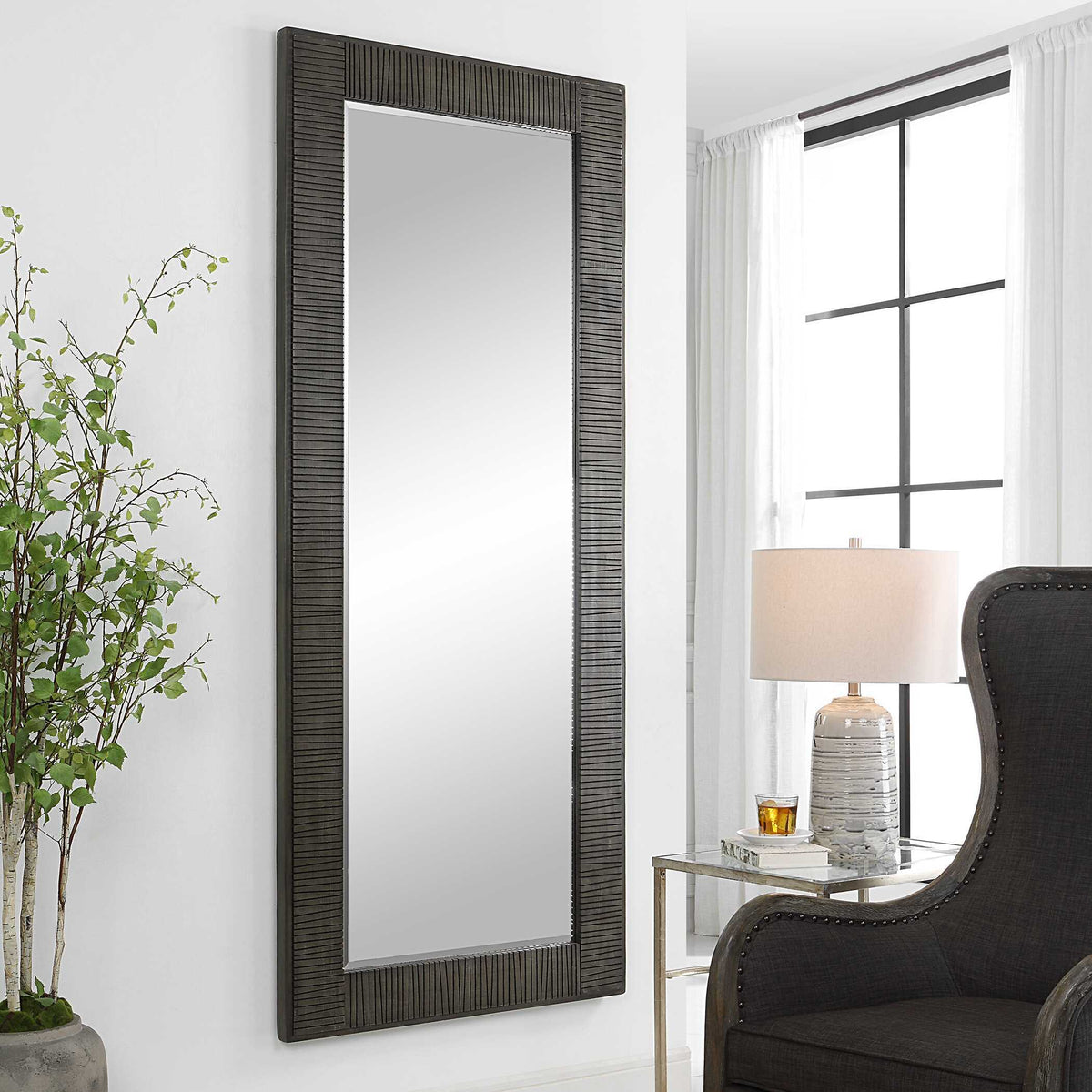 Figaro Oversized Mirror - Dark Gray by Uttermost - View 4