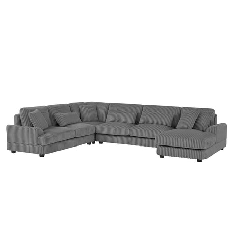 Modern Oversized U-shaped Sectional Sofa with Chaise Lounge in Dark Gray Corduroy, 129' - sold by Home Elegance USA