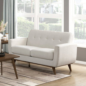 Contemporary Beige Love Seat Tufted Back Upholstered Cushion Seat Comfortable Solid Wood Legs Living Room Furniture 1pc