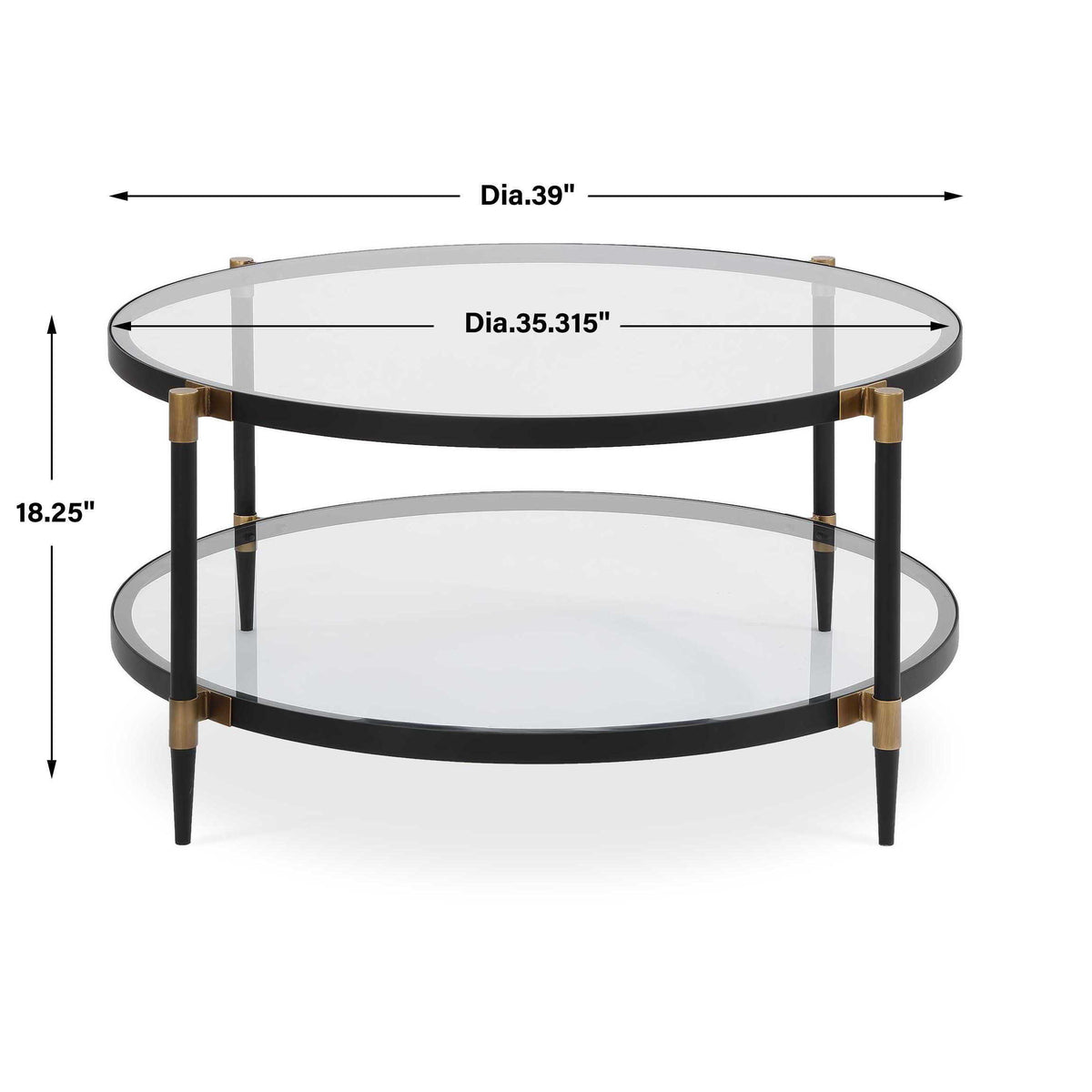 Chadid Round Glass Coffee Table - Black by Uttermost - View 10